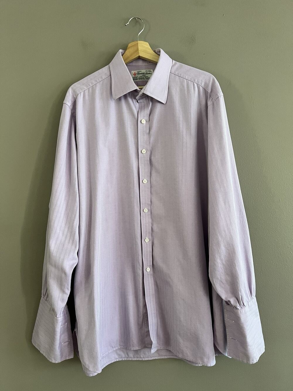 Turnbull & Asser Neiman Marcus Sea Island Shirt Sz 17.5 Herringbone French Cuffs